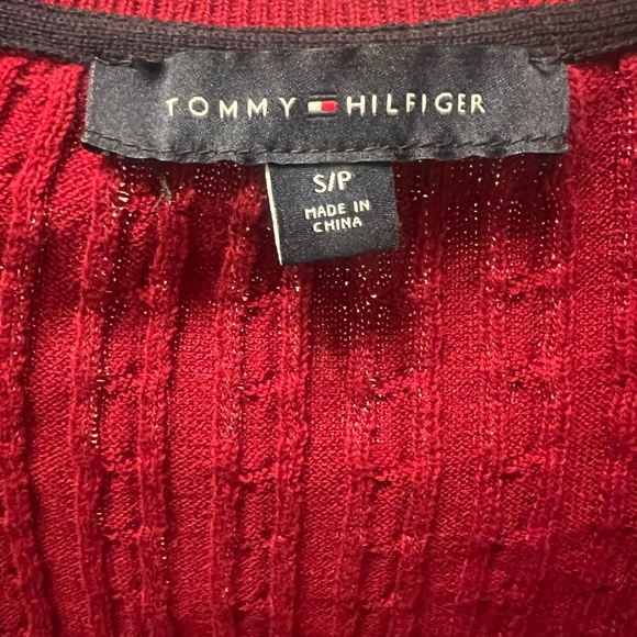 Tommy Hilfiger Burgundy Red V-Neck Sweater - Picture 6 of 7